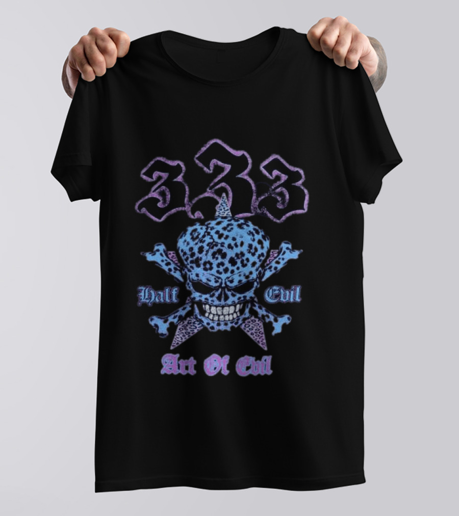 333 Half Evil Art Of Evil Skull T-Shirt