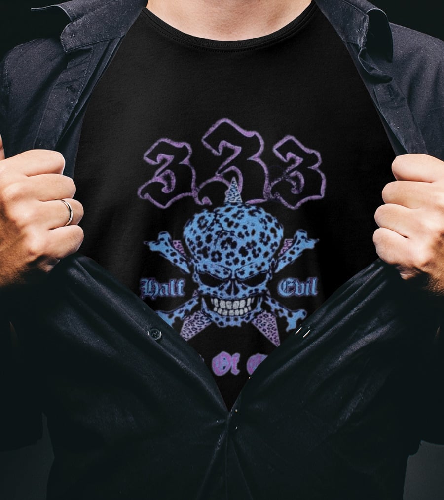 333 Half Evil Art Of Evil Skull T-Shirt