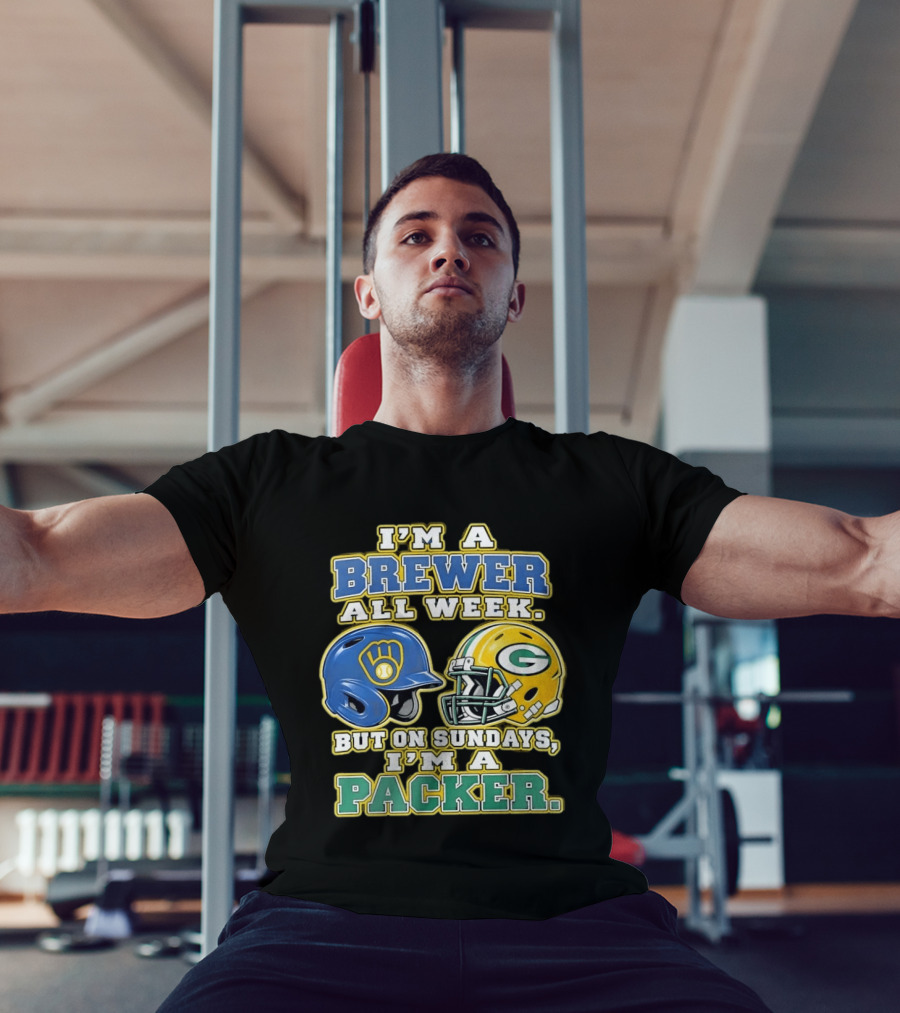 I'm A Brewer All Week But On Sundays I'm A Packer Helmet T-Shirt