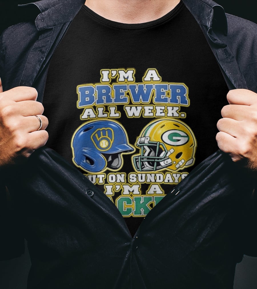 I'm A Brewer All Week But On Sundays I'm A Packer Helmet T-Shirt