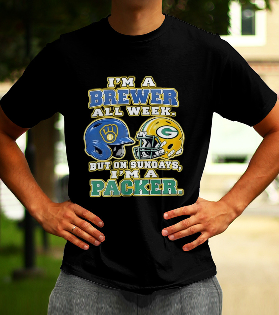 I'm A Brewer All Week But On Sundays I'm A Packer Helmet T-Shirt