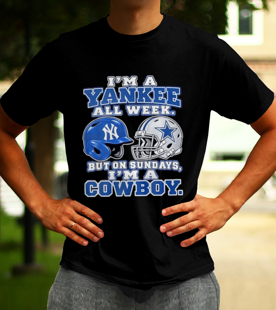 Yankee All Week But On Sundays Dallas Cowboy Football Fan T-Shirt