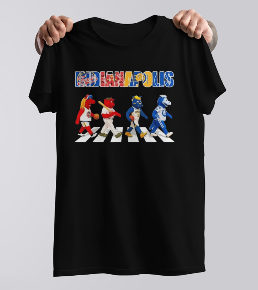 Indianapolis Fever Pacers Colts Mascots Abbey Road Collage T-Shirt
