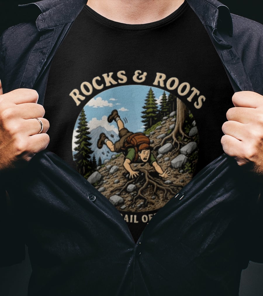 Rocks And Roots Worst Trail Offenders Hiking Humor T-Shirt