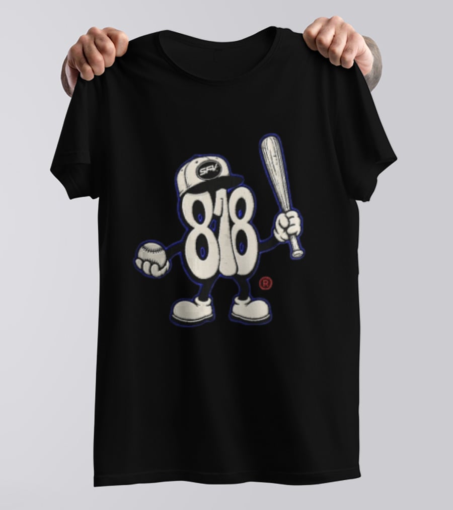 SFV 818 Character Baseball Cap Holding Bat And Ball T-Shirt