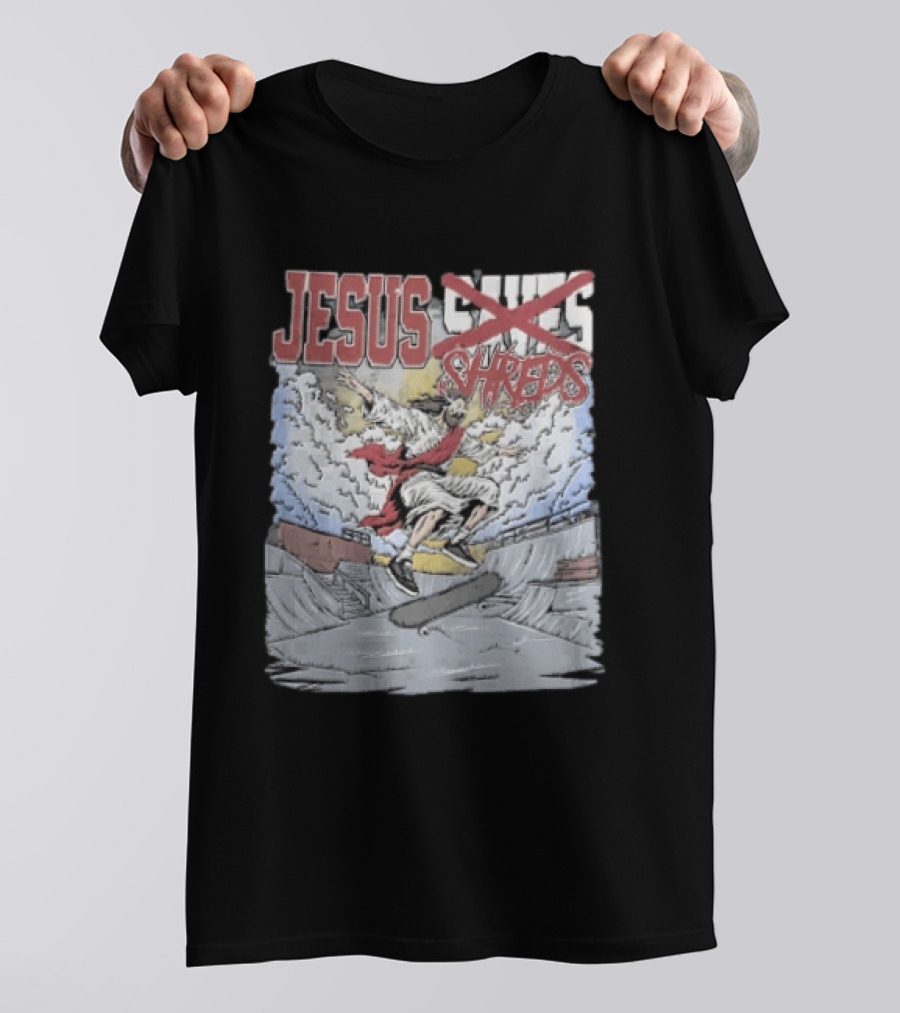 Jesus Shreds Skateboarding Ramp Savior Extreme Sports T-Shirt