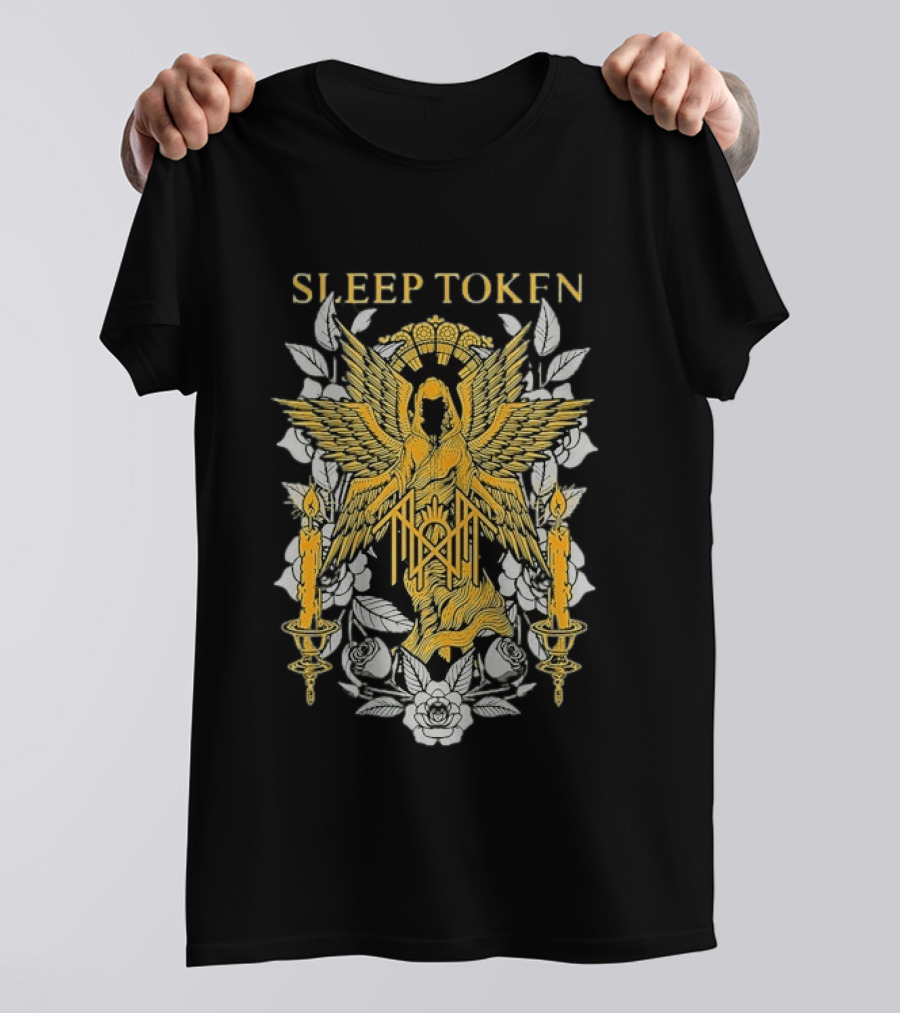 Sleep Token Angelic Golden Ascendant With Candles And Roses T-Shirt