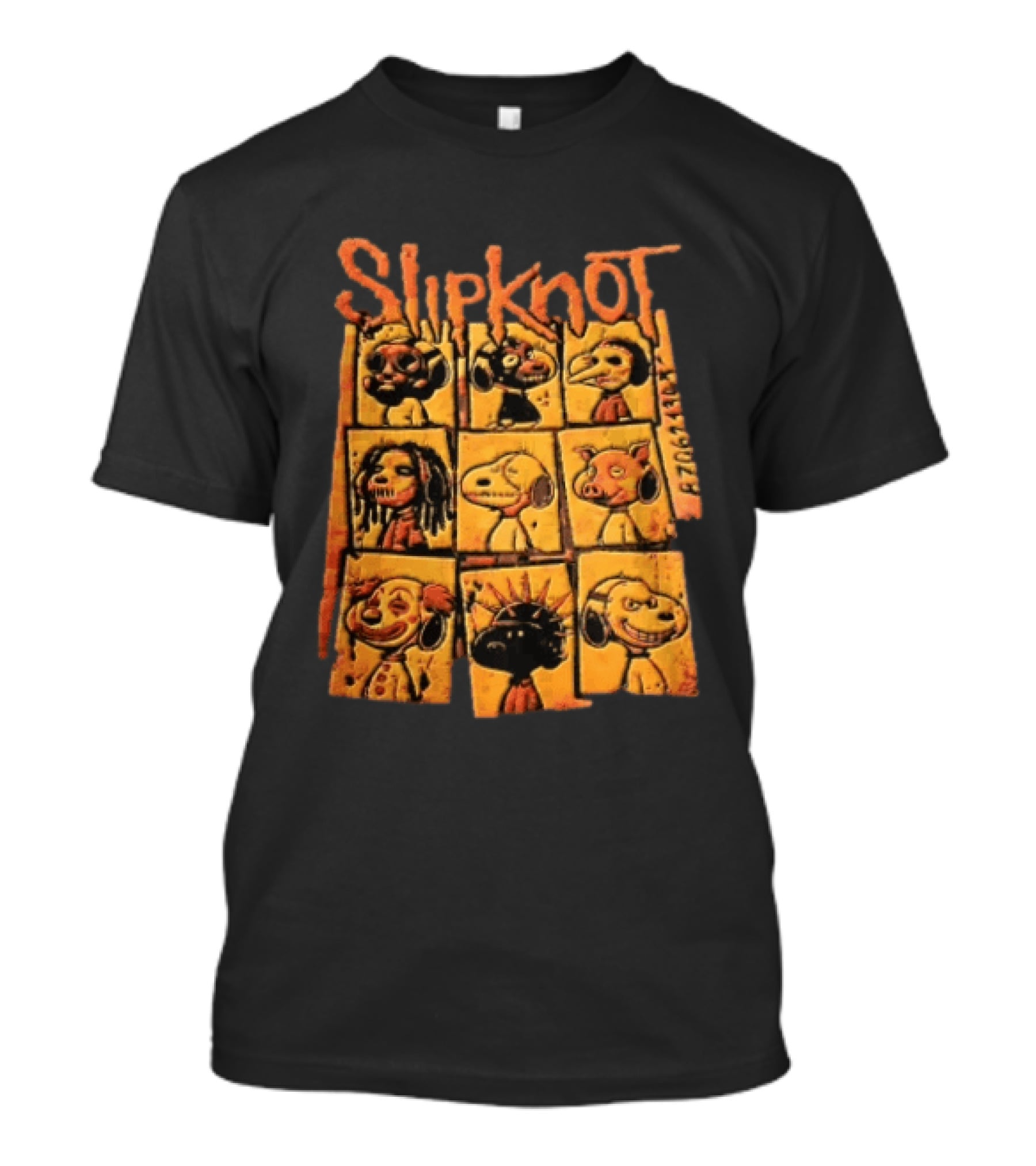 Slipknot Characters In Panels With Numbers And Cartoon Faces T-Shirt
