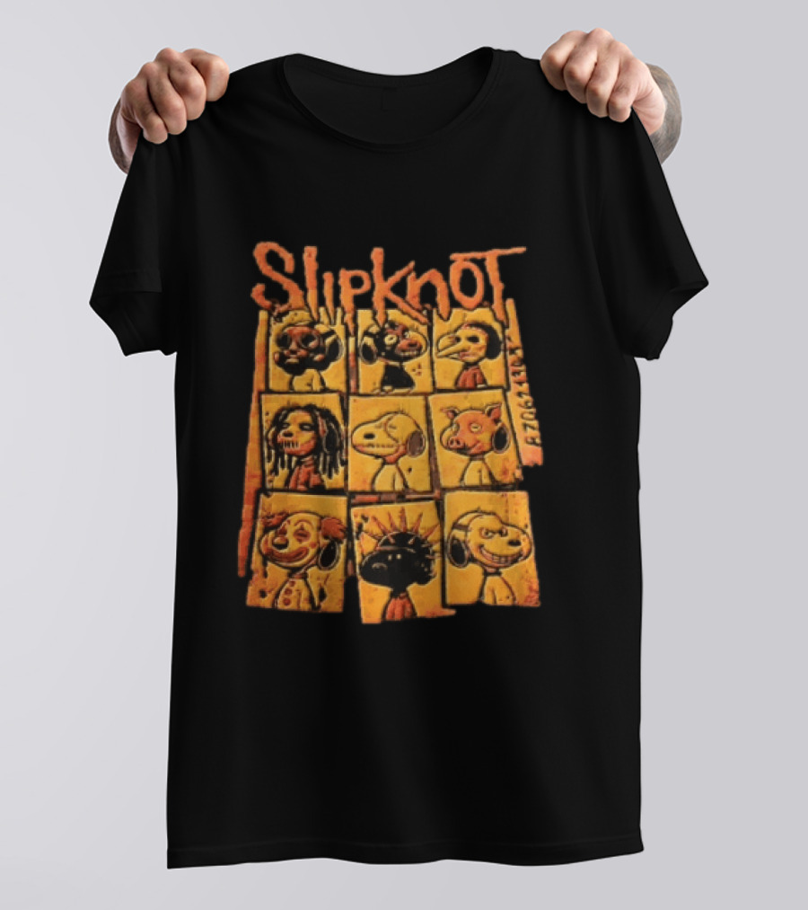 Slipknot Characters In Panels With Numbers And Cartoon Faces T-Shirt
