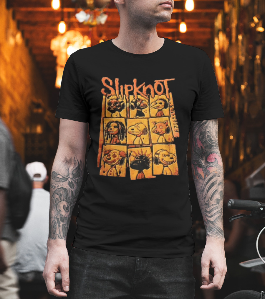 Slipknot Characters In Panels With Numbers And Cartoon Faces T-Shirt