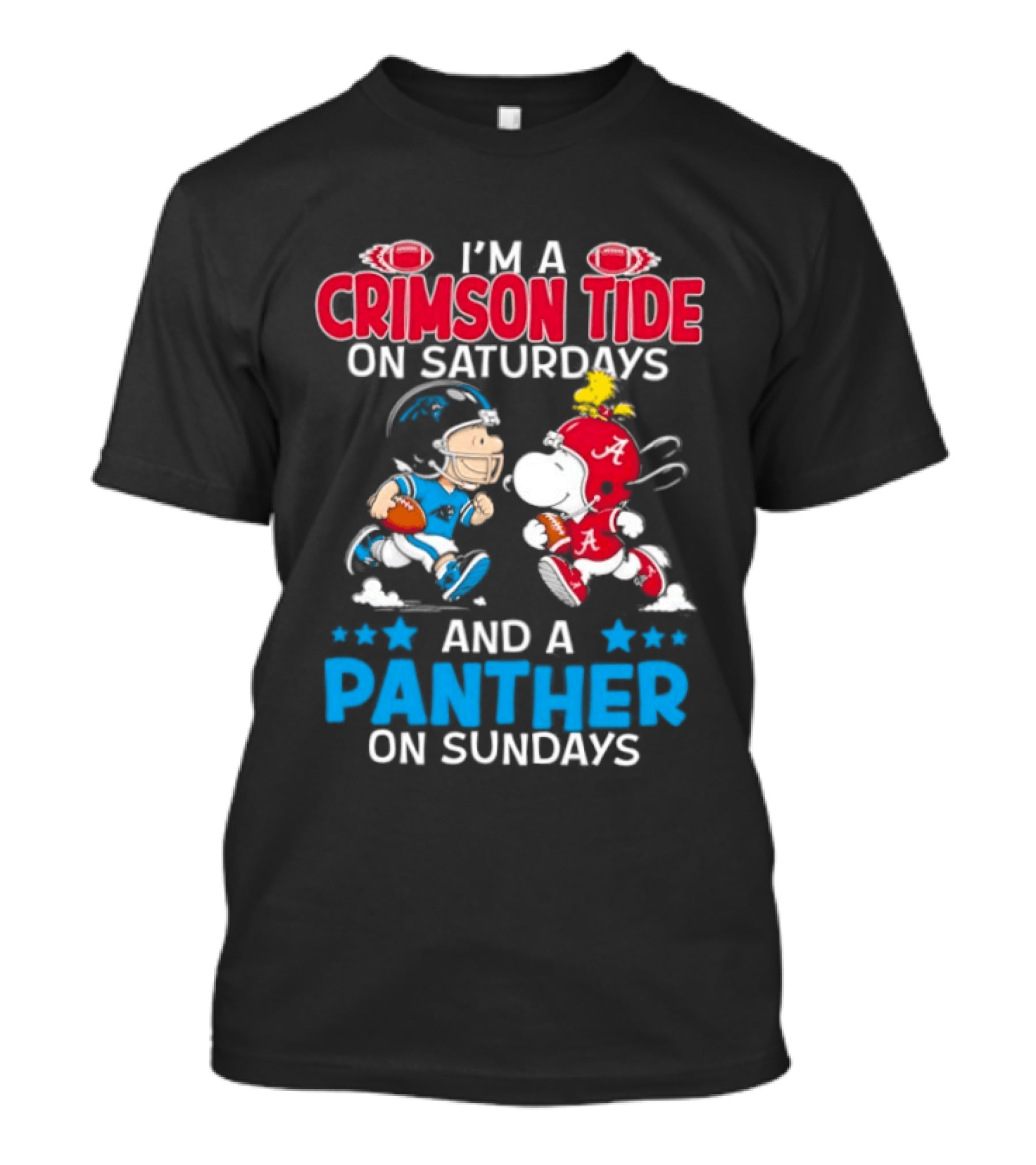 I'm A Crimson Tide On Saturdays And A Panther On Sundays Snoopy And Charlie Brown T-Shirt