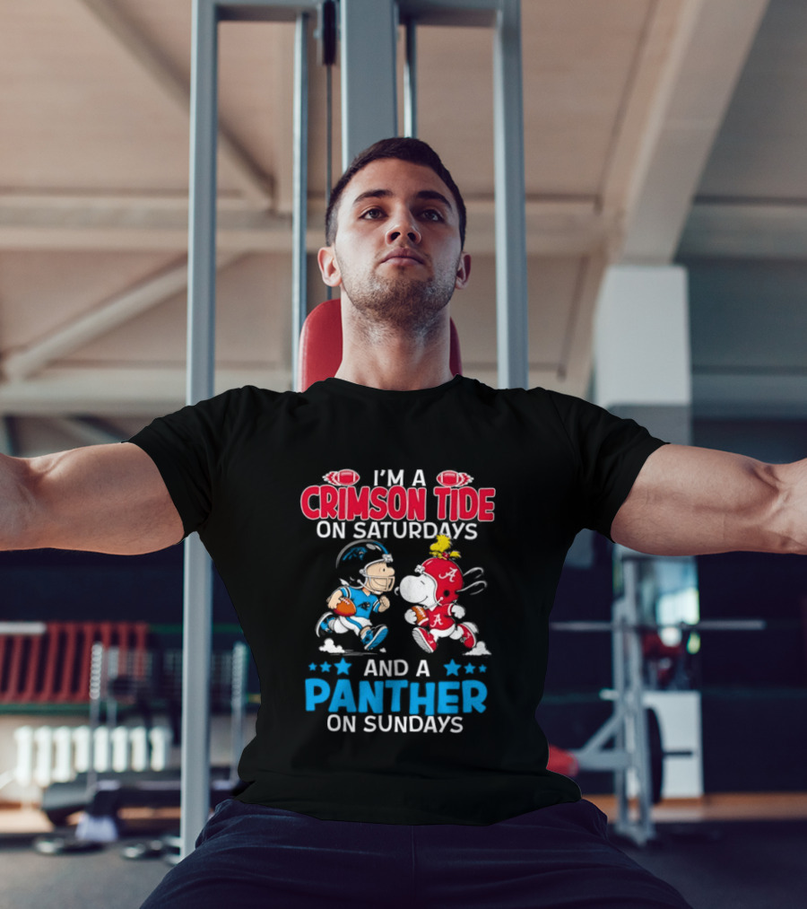 I'm A Crimson Tide On Saturdays And A Panther On Sundays Snoopy And Charlie Brown T-Shirt