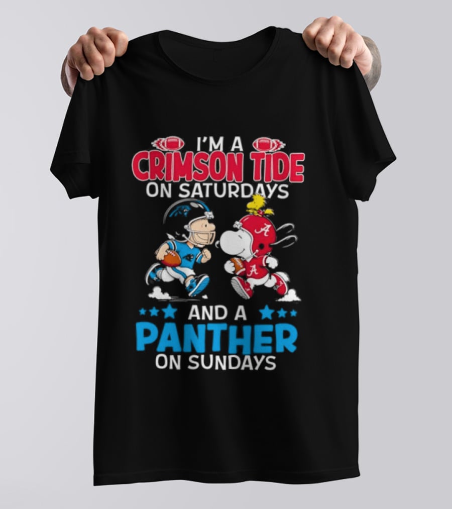 I'm A Crimson Tide On Saturdays And A Panther On Sundays Snoopy And Charlie Brown T-Shirt