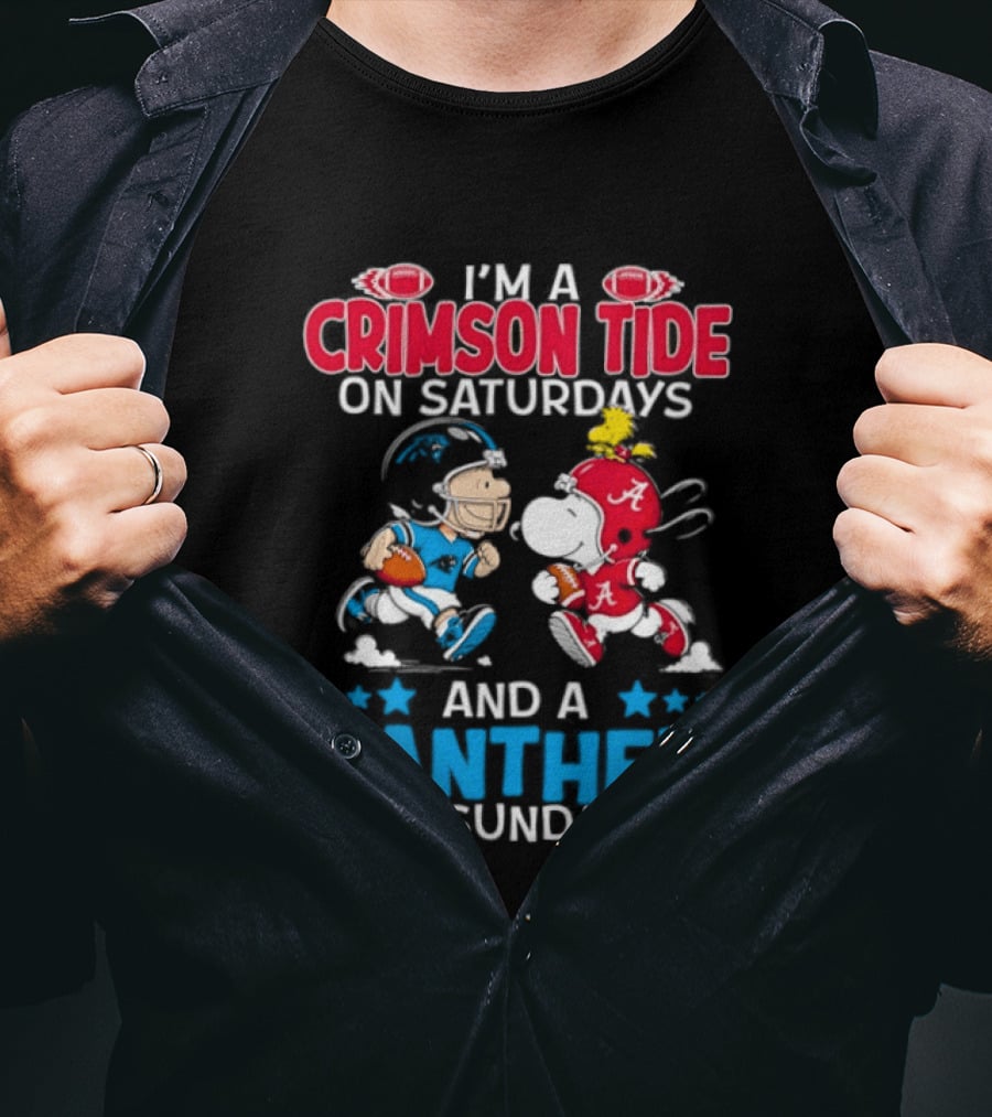 I'm A Crimson Tide On Saturdays And A Panther On Sundays Snoopy And Charlie Brown T-Shirt