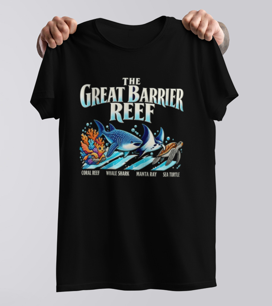 The Great Barrier Reef Coral Reef Whale Shark Manta Ray Sea Turtle Ocean Wildlife T-Shirt