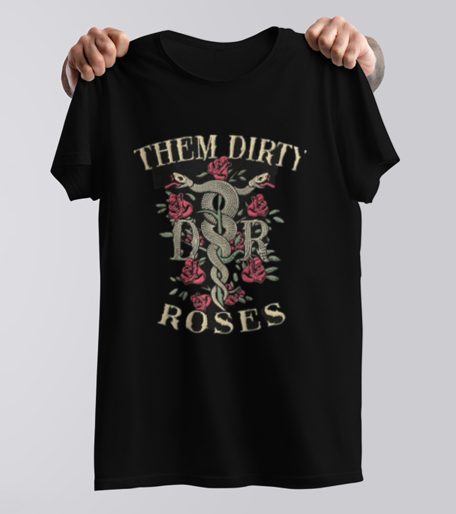 Them Dirty Roses Snake And Roses T-Shirt