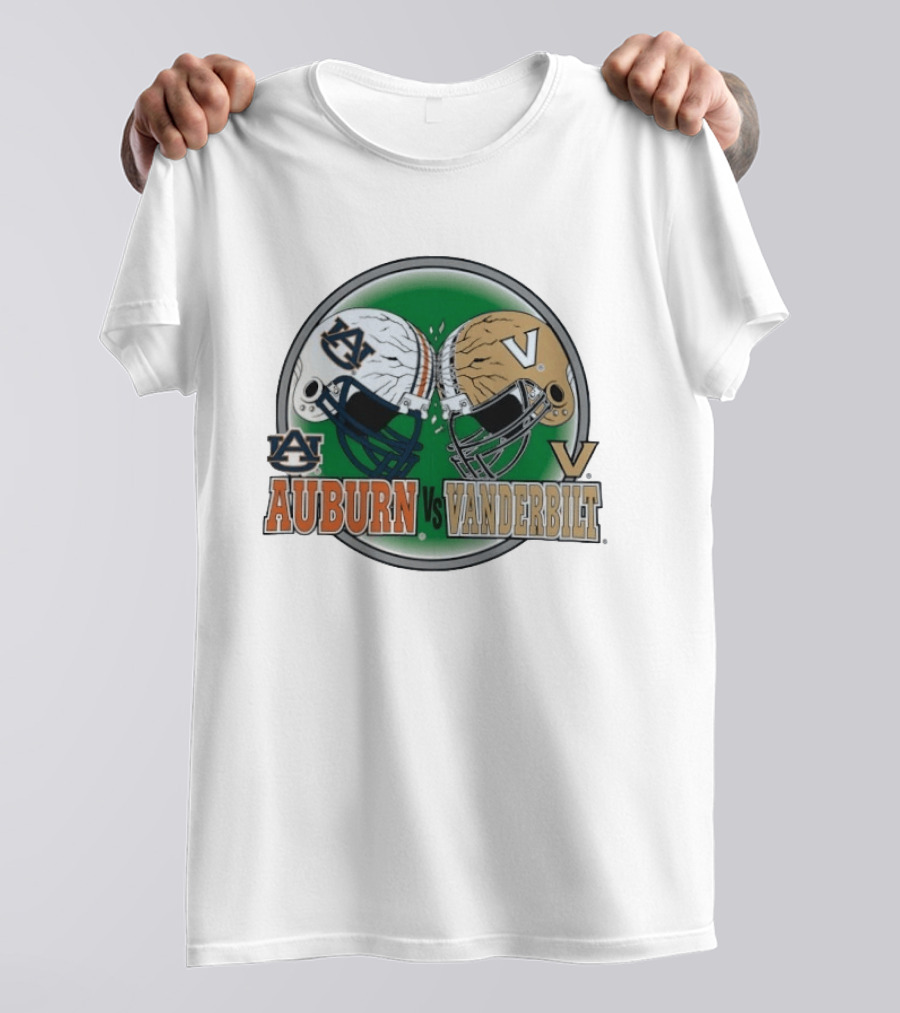 Auburn Tigers Vs Vanderbilt Commodores Football Helmets Clash T-Shirt