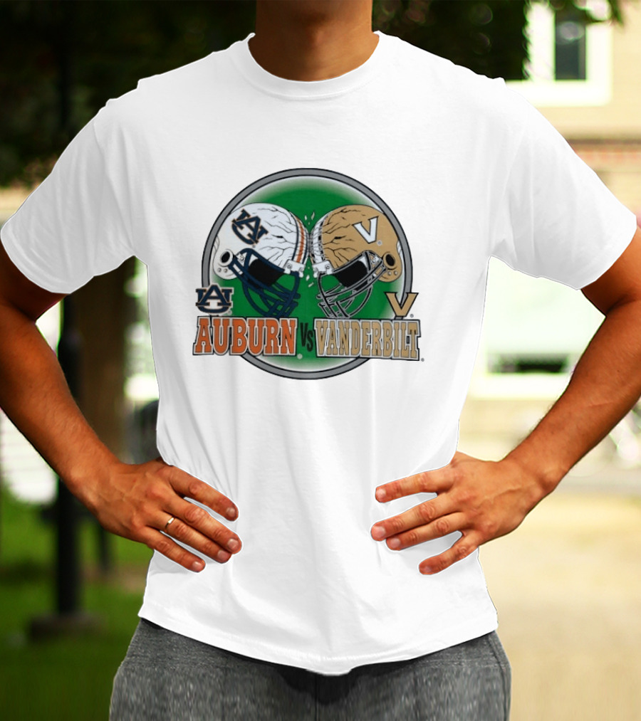 Auburn Tigers Vs Vanderbilt Commodores Football Helmets Clash T-Shirt