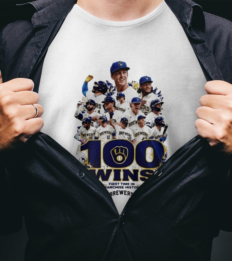 Brewers 100 Wins First Time In Franchise History Celebration T-Shirt