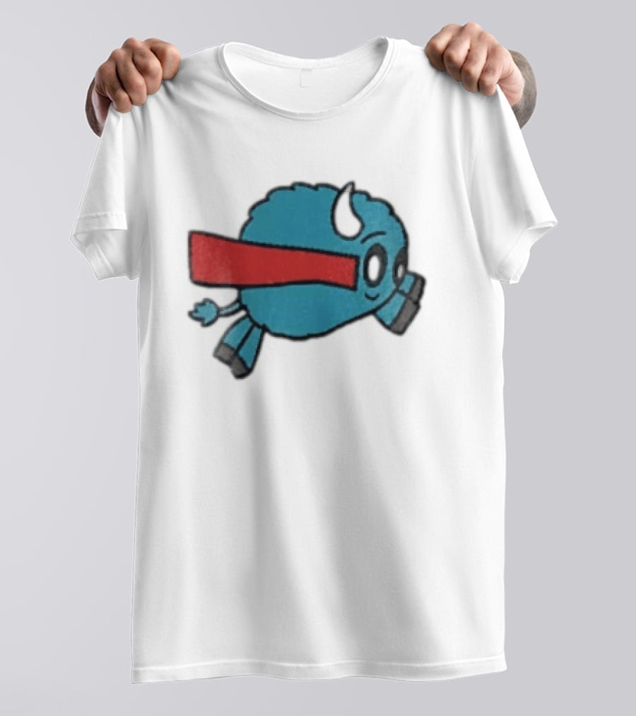 Buffalo Superhero With Red Cape Flying Action T-Shirt