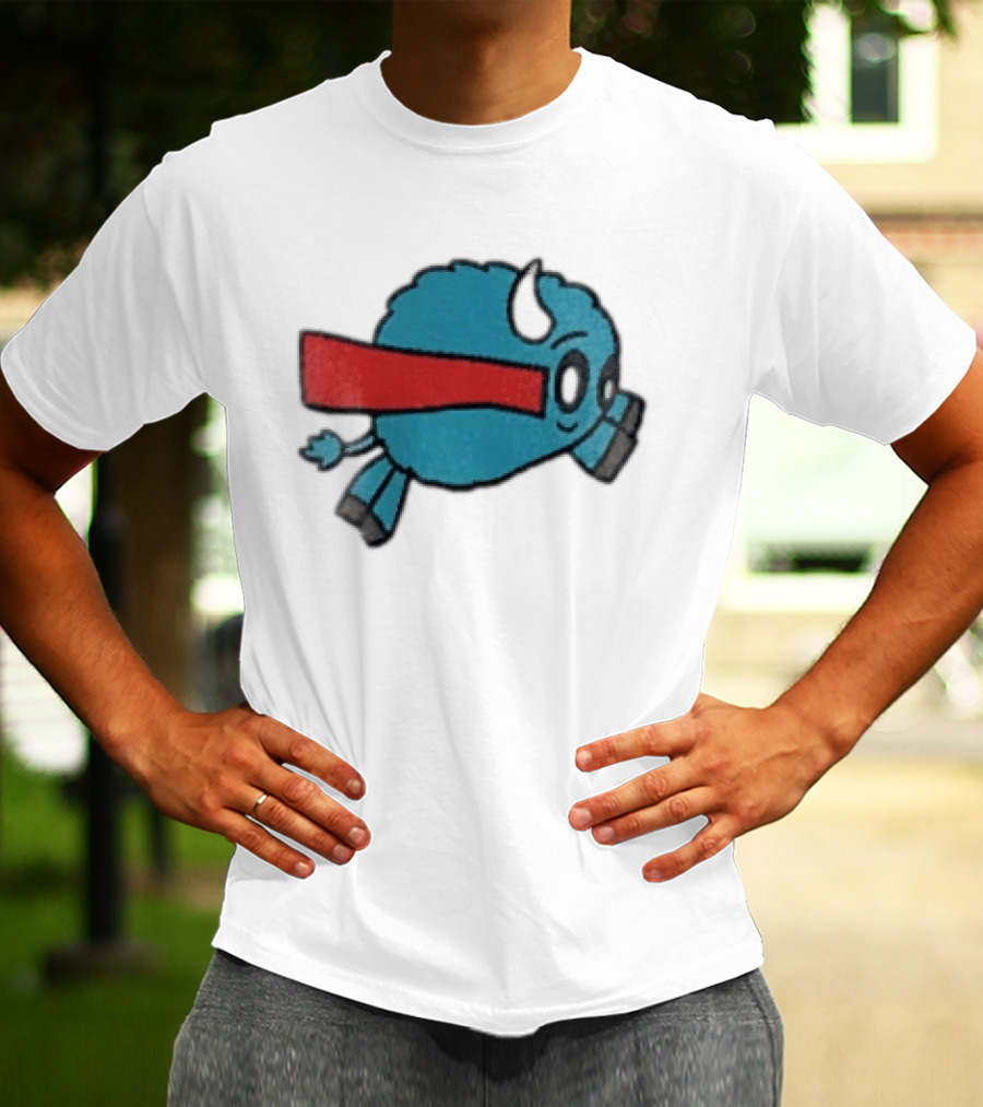 Buffalo Superhero With Red Cape Flying Action T-Shirt