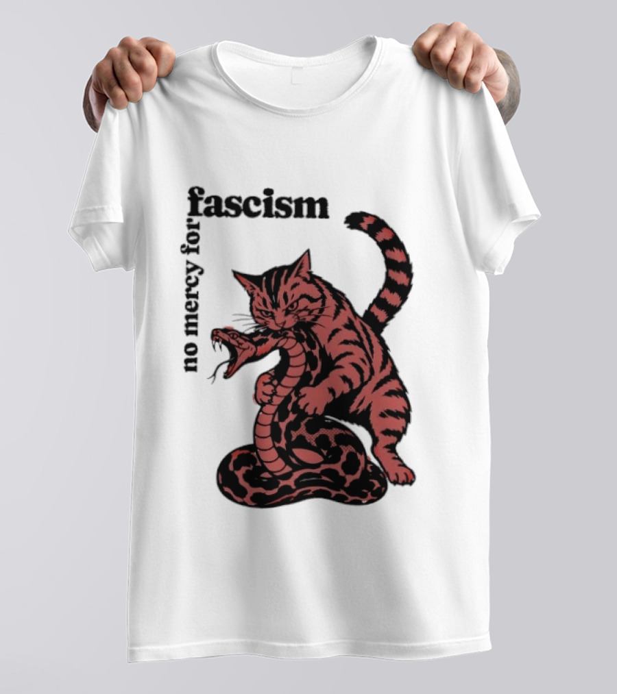 No Mercy For Fascism Cat And Snake T-Shirt