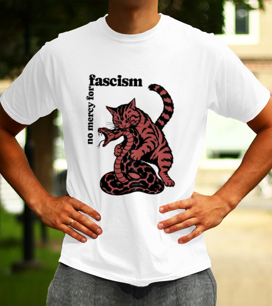 No Mercy For Fascism Cat And Snake T-Shirt