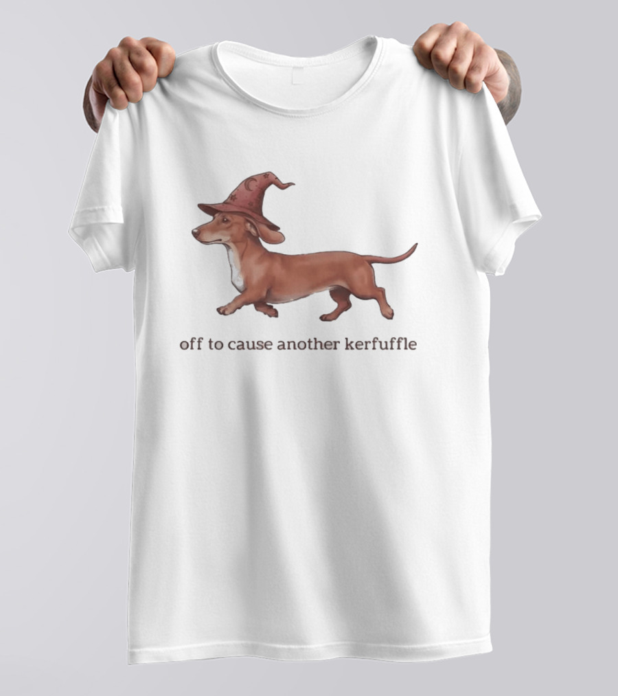 Off To Cause Another Kerfuffle Dachshund Wizard T-Shirt