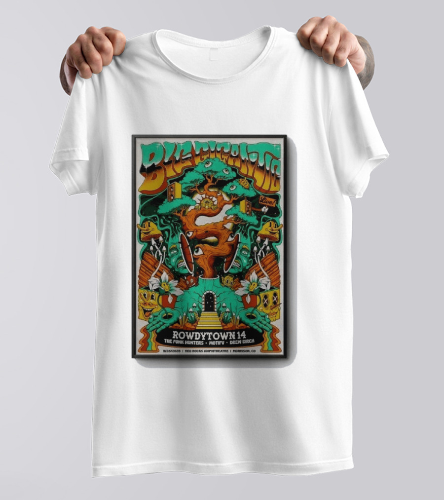 Big Gigantic Live Rowdytown 14 Red Rocks Amphitheatre September 26 2026 Morrison CO The Funk Hunters Motifv Drew Birch T-Shirt