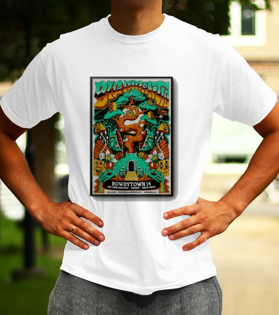 Big Gigantic Live Rowdytown 14 Red Rocks Amphitheatre September 26 2026 Morrison CO The Funk Hunters Motifv Drew Birch T-Shirt