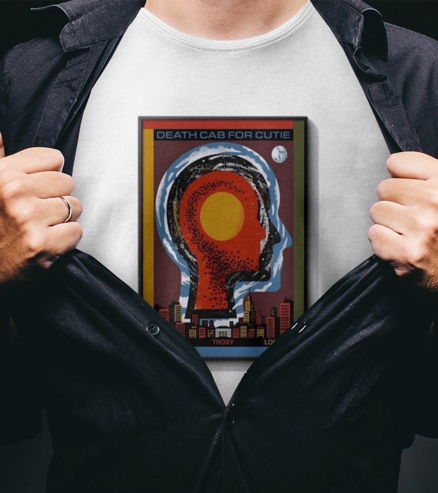 Death Cab For Cutie Troxy London 09.26.26 Concert Urban Skyline And Moon T-Shirt