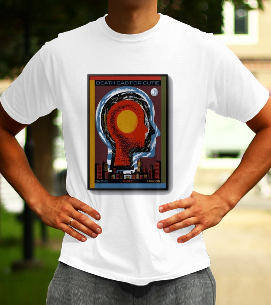 Death Cab For Cutie Troxy London 09.26.26 Concert Urban Skyline And Moon T-Shirt