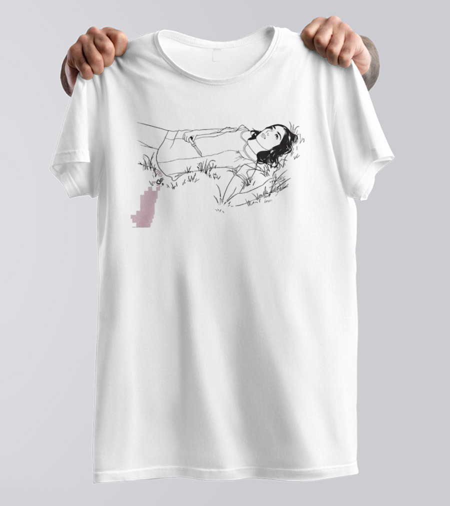 The Unraveled Tour Olivia Rodrigo Knife Graphic Line Art Lying In Grass T-Shirt