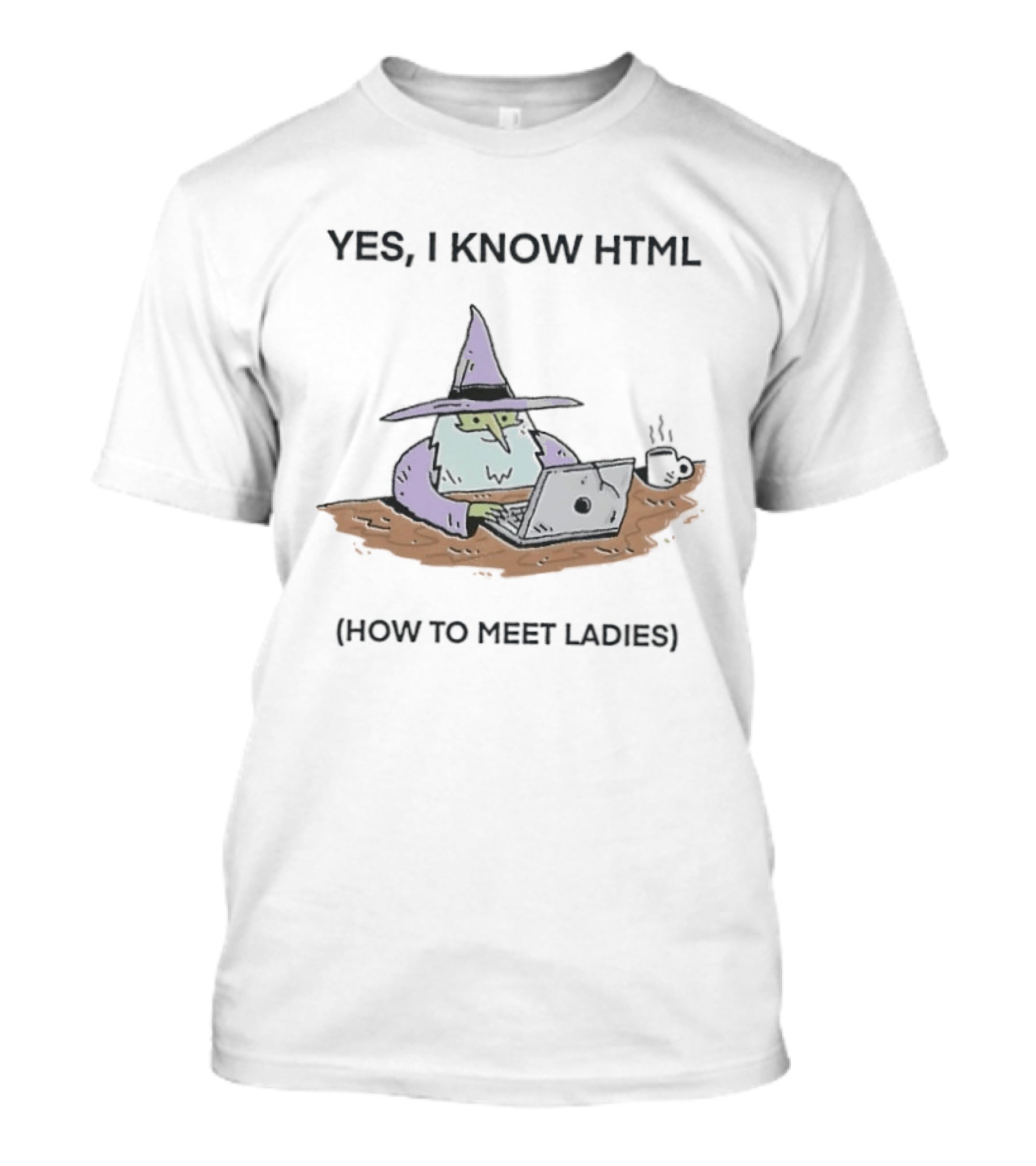 Yes I Know HTML How To Meet Ladies Funny Wizard Laptop T-Shirt