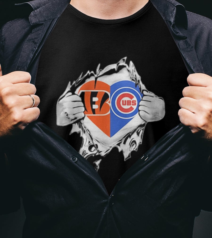 Bengals Cubs Split Heart Tattered T-Shirt