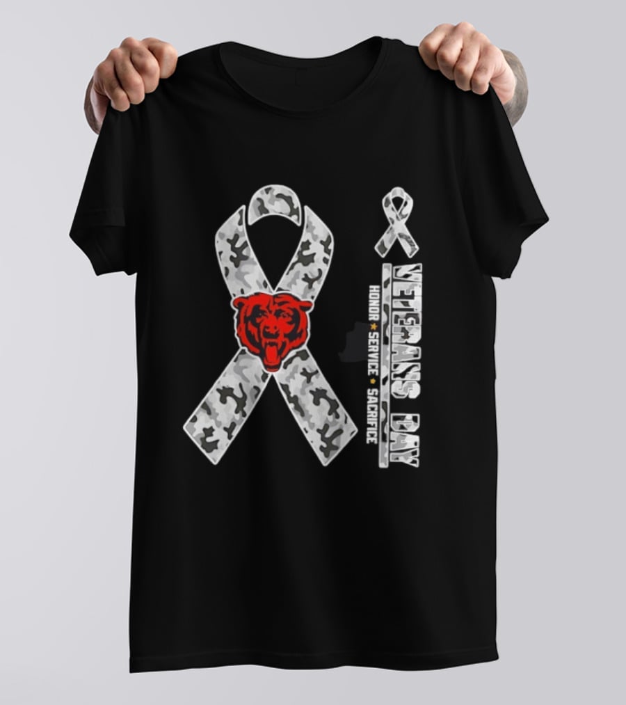 Chicago Bears Veterans Day 2026 Honor Service Sacrifice Camo Ribbon T-Shirt