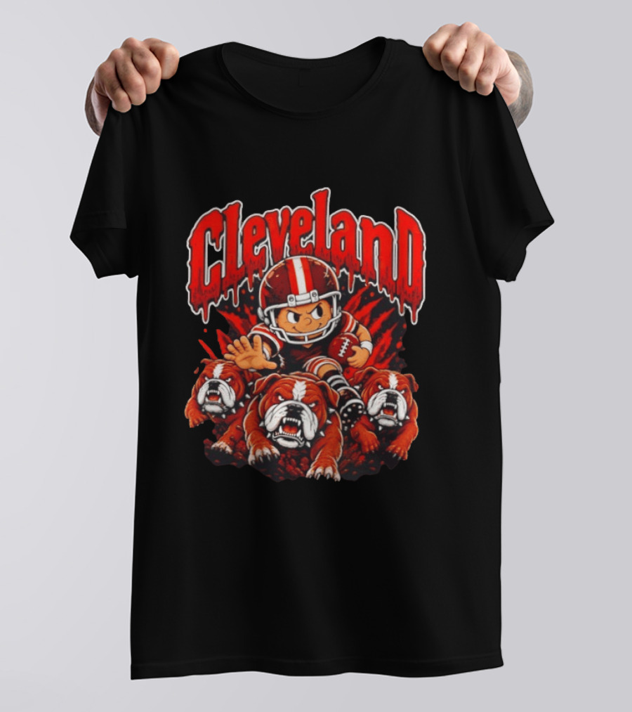 Cleveland Browns Bulldog Football Cartoon Vintage Style 2026 T-Shirt