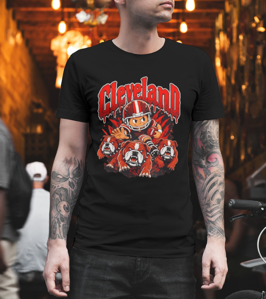 Cleveland Browns Bulldog Football Cartoon Vintage Style 2026 T-Shirt