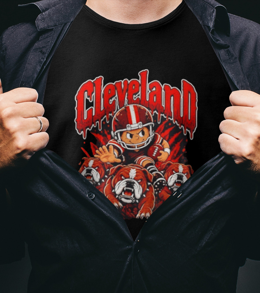 Cleveland Browns Bulldog Football Cartoon Vintage Style 2026 T-Shirt