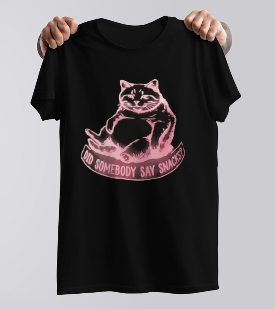 Did Somebody Say Snacks Fat Cat Neon Sitting T-Shirt