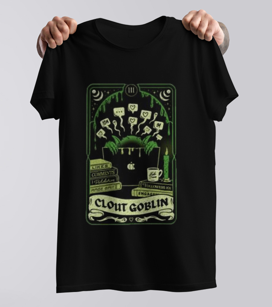 Do We Know Them Clout Goblin Tarot Card Style Social Media Icons And Keywords T-Shirt