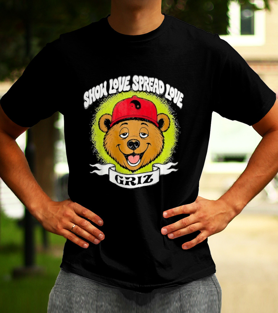Griz Show Love Spread Love 1990's Bear Hat T-Shirt