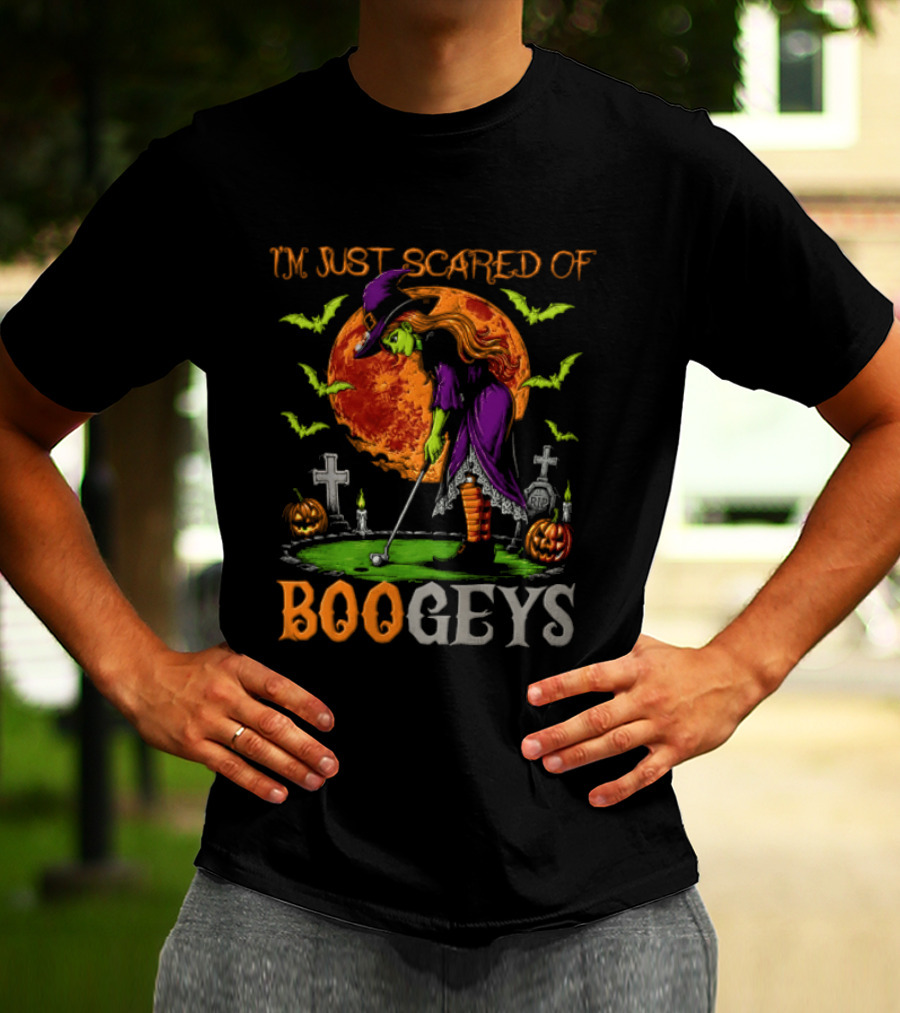 I'm Just Scared Of Bogeys Halloween Golf Witch Graveyard T-Shirt