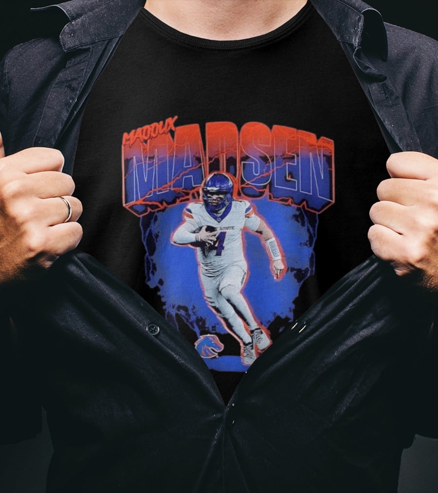 Boise State Broncos Maddux Madsen Lightning Collage NCAA Football T-Shirt