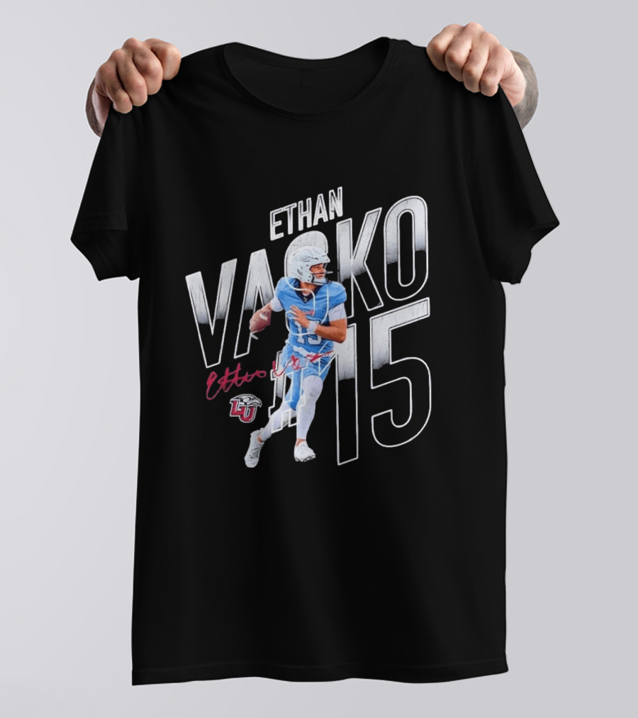 NCAA Football Liberty Flames Ethan Vasko No 15 LU Flames T-Shirt