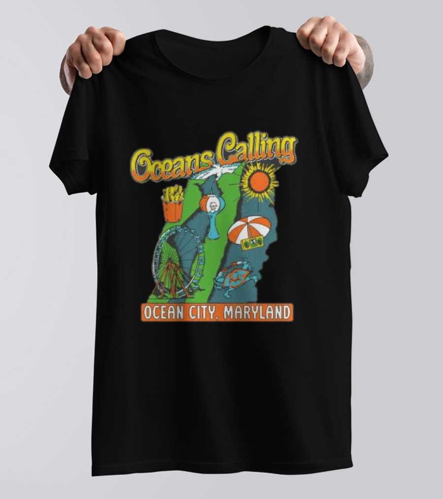 Oceans Calling Ocean City Maryland Festival Map Lineup T-Shirt