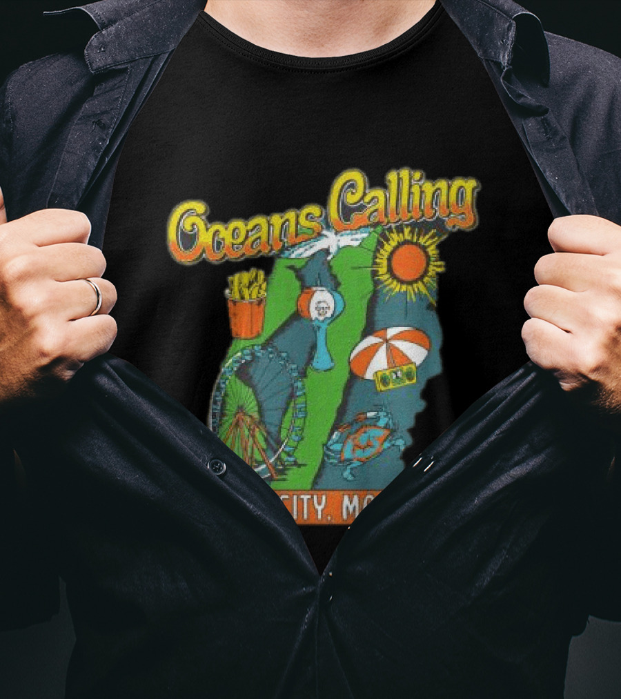 Oceans Calling Ocean City Maryland Festival Map Lineup T-Shirt