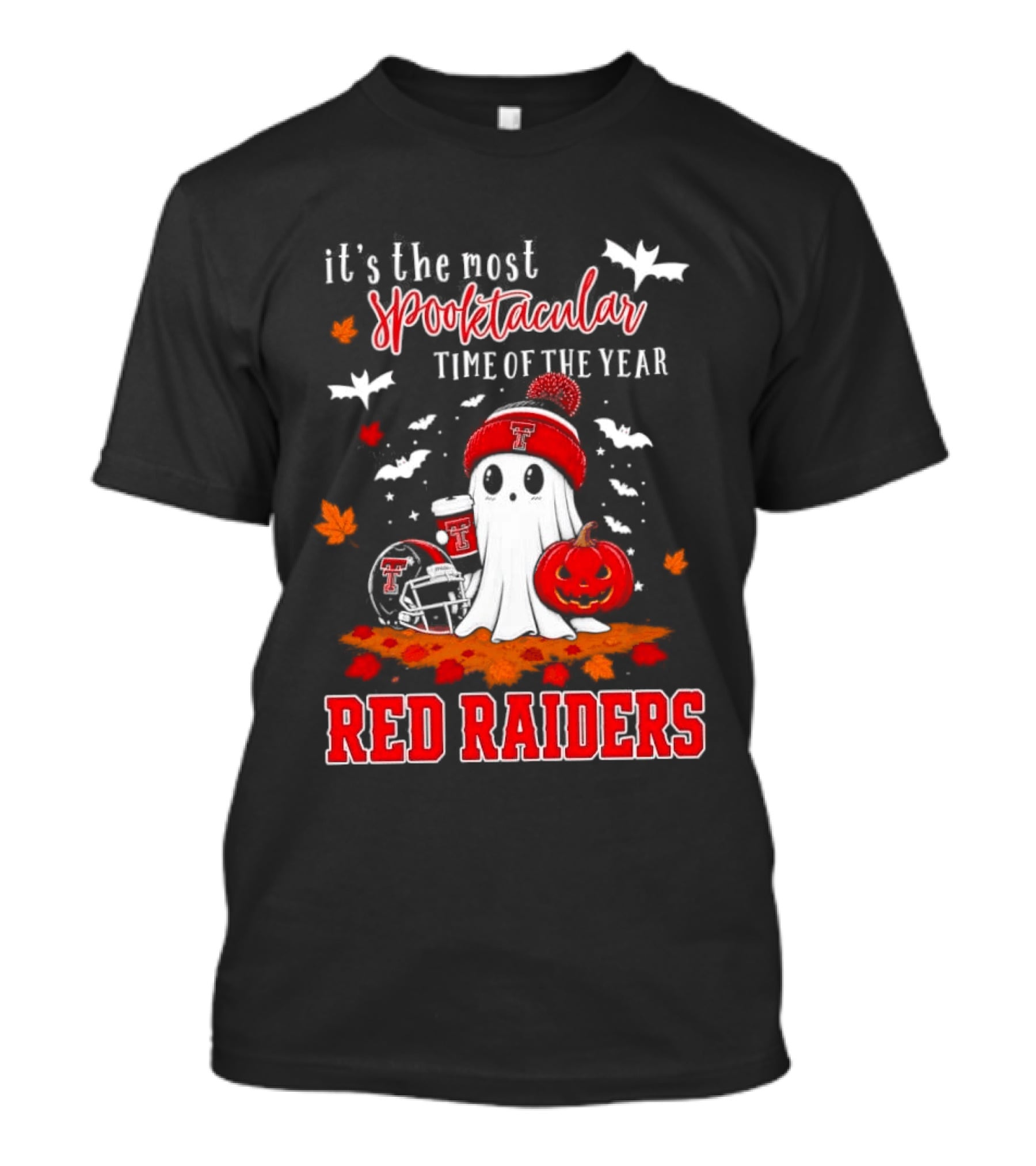 It's The Most Spooktacular Time Of The Year Texas Tech Red Raiders Halloween Pumpkin Ghost T-Shirt
