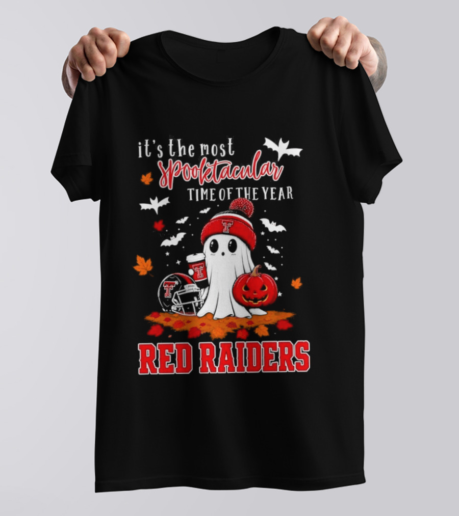 It's The Most Spooktacular Time Of The Year Texas Tech Red Raiders Halloween Pumpkin Ghost T-Shirt