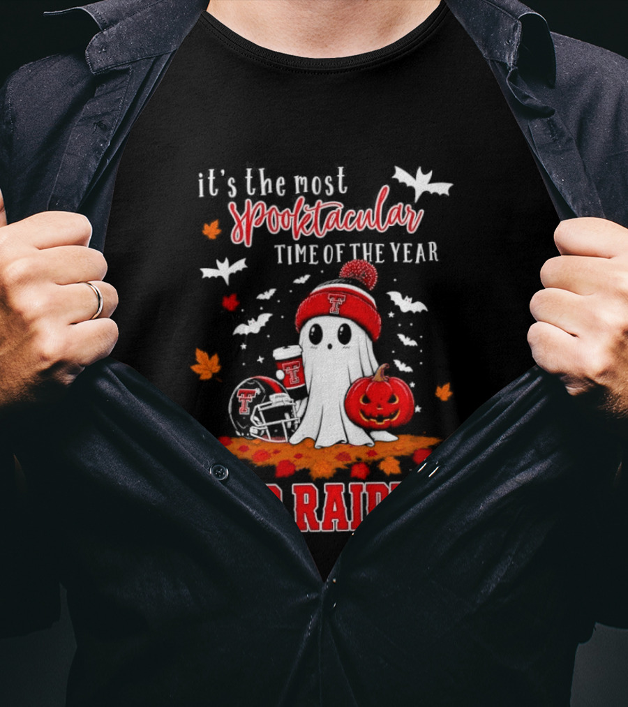 It's The Most Spooktacular Time Of The Year Texas Tech Red Raiders Halloween Pumpkin Ghost T-Shirt